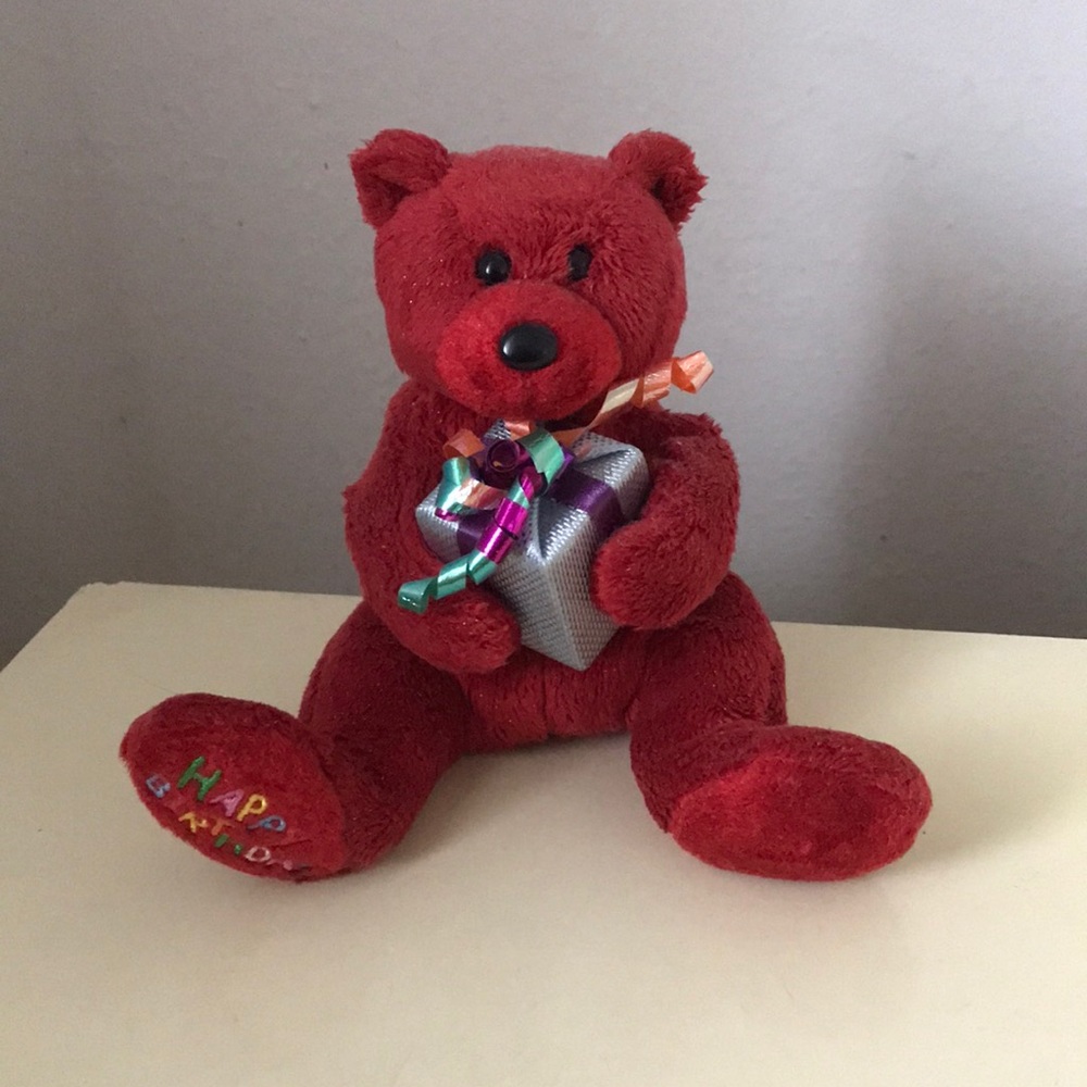 TY Happy Birthday Stuffed Animal Red Teddy Bear Gift Idea for Kids, etc..